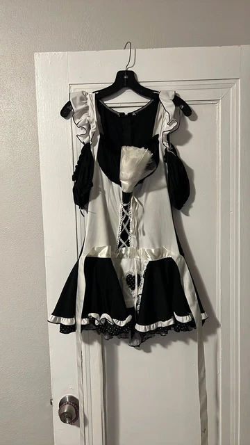 leg avenue small black and white french maid costume w feather duster