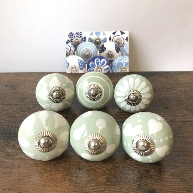 SET OF 6 Sage Green Ceramic Door Knobs 5cm I THESE PLEASE Drawer Cabinet Pulls 14.99 - PicClick UK SET OF 6 Sage Green Ceramic Door Knobs 5cm I THESE PLEASE Drawer Cabinet Pulls 14.99 - PicClick UK