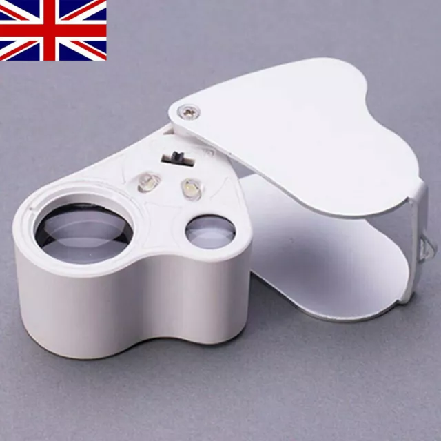 30x/60x LED Magnifying Glass Magnifier Jeweler Eye Jewelry Loupe Loop With Light