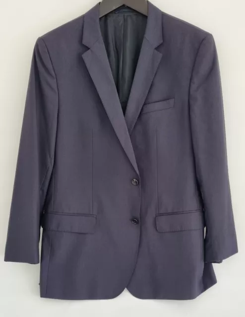 HUGO Boss Suit Jacket XXL 44R Mens Navy Blue Silk-Wool Wedding Prom Office