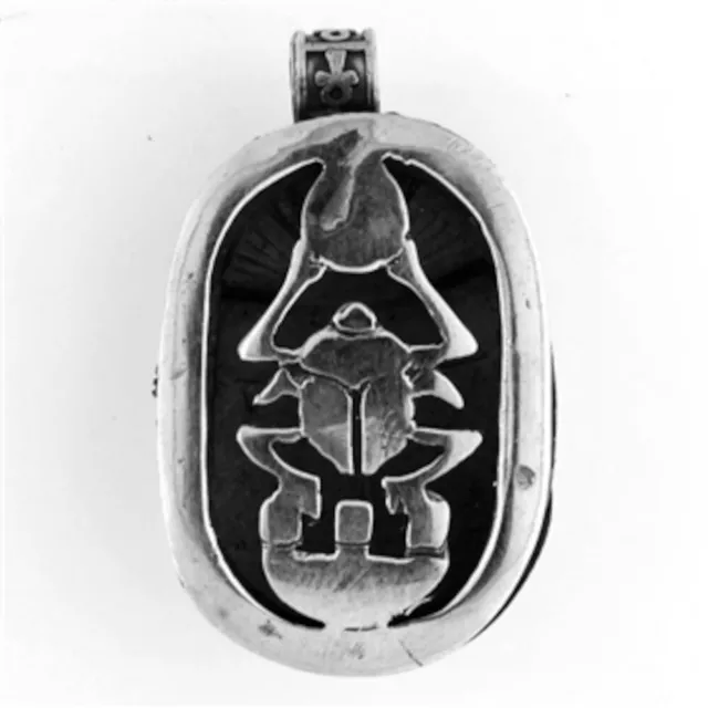 New Handmade Egyptian Sterling Silver 925 Scarab Khepri  Pendant  ( 1" - 1.7" ) 2