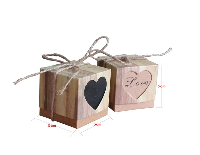 50x Boîte cadeau de mariage en papier kraft biscuits bonbons fenêtre boîte