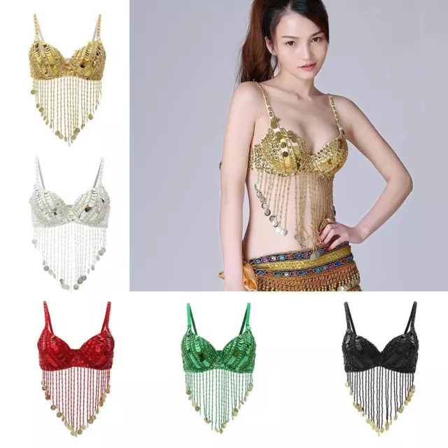 Sequins for Belly Dance Beaded Circular Bra Tops Nightclub DJ Dancewear for