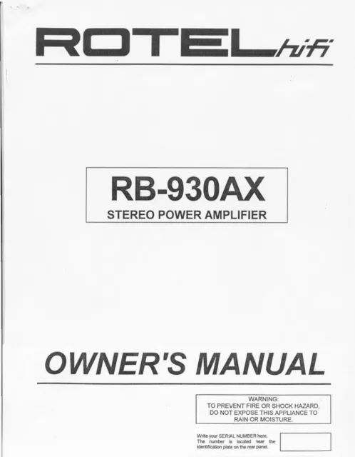 Bedienungsanleitung-Operating Istruzioni per Rotel RB-930 Ax