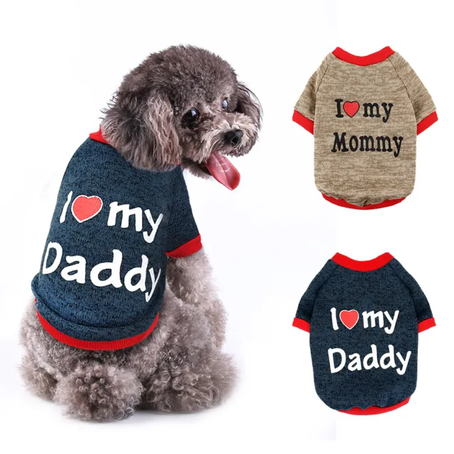 Dog Sweaters for Small Dogs I Love My Mommy/Daddy Pet Cat Clothes Jumper Yorkie