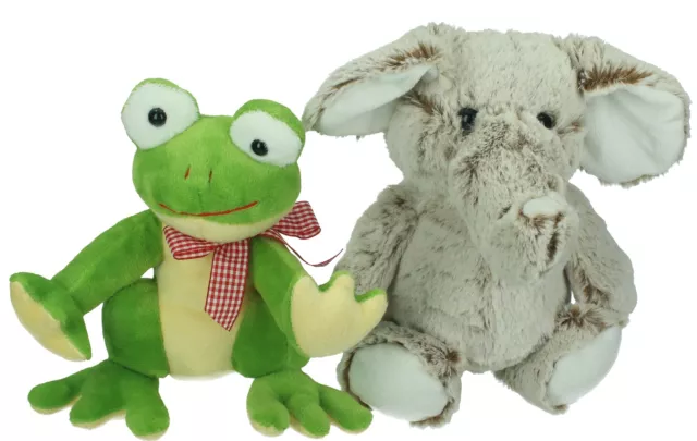 Betz Plüschtier Set 2 Stück Kuscheltiere Stofftiere FROSCH und ELEFANT