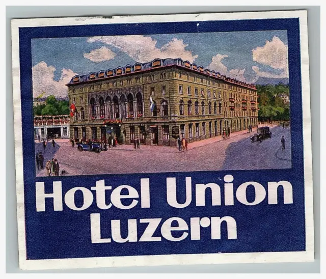 Vintage Hotel Union Luzern Switzerland Luggage Label Original