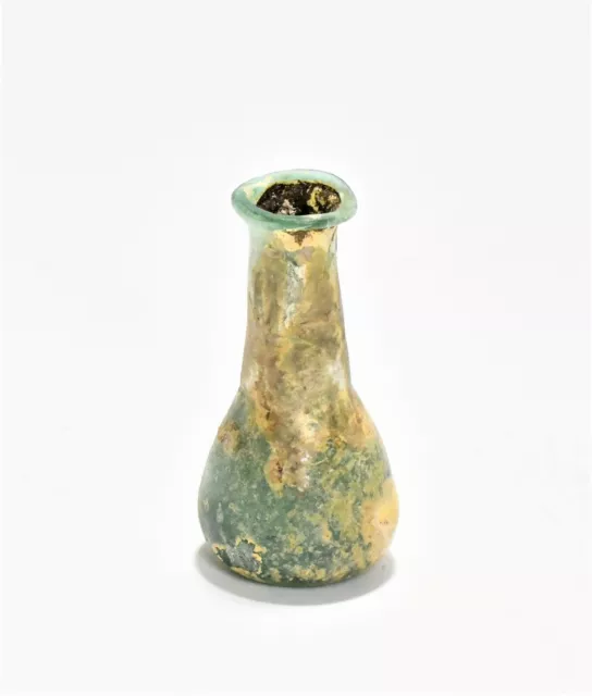 Ancient Roman Green Glass Flask