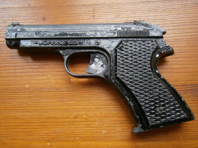 Pistolet à Amorces Ancien Brownie-Gun – Tôle – Occasion – Manque Le Piston