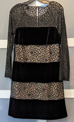 Antonio Melani Sz 6 Black Lace and Velvet Dress