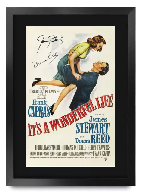 A Wonderful Life A3 Framed James Stewart Poster Signed Photo Print for Movie Fan