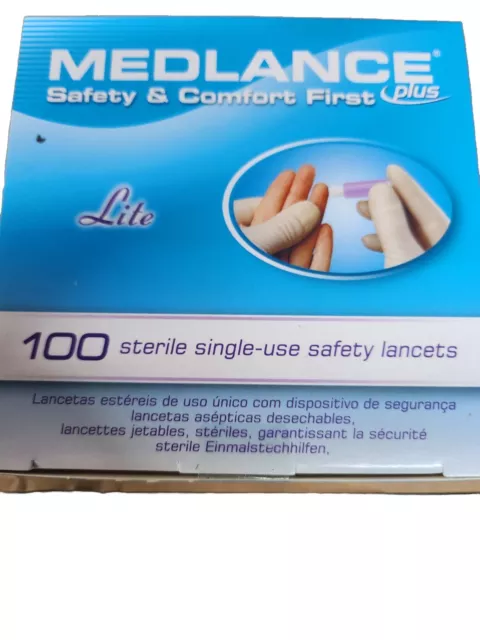 lot of 2 Medlance Plus Safety Lancet 25G (100 Count each , 200 total ) 1.5mm.