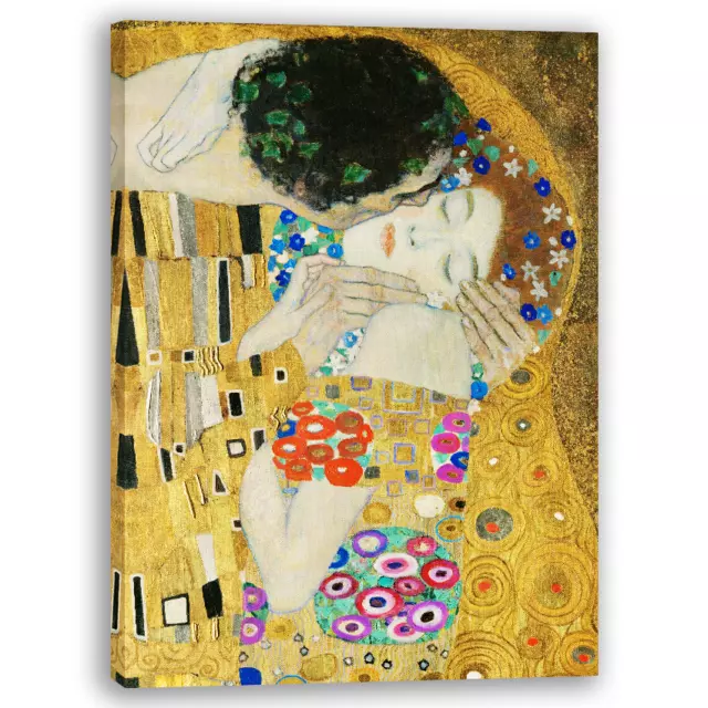 Cadre Peinture oeuvre d'art Reproduction Toile le Baiser de Gustav Klimt détail