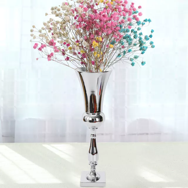 Large 64cm Stunning Silver Iron Luxury Flower Vase Urn Wedding Table Decor Gift