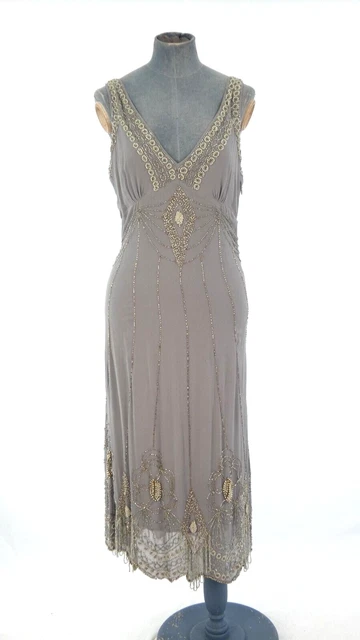 Abito Pearce Fionda Perline Seta Ricamato Retro Abito Gatsby Edizione Limitata 10