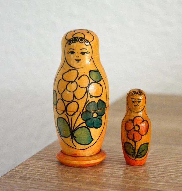 Alte Matrioschka, Matroschka, Babuschka, Matrjoschka! 2 Holzpuppen!SAMMLERSTÜCK!