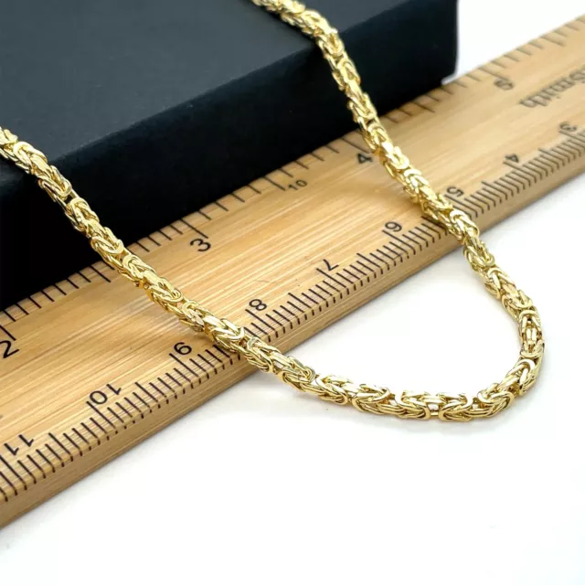 Byzantine KING 9ct Yellow Gold 2mm Square Chain 18 20 22 24 inches Mens & Ladies