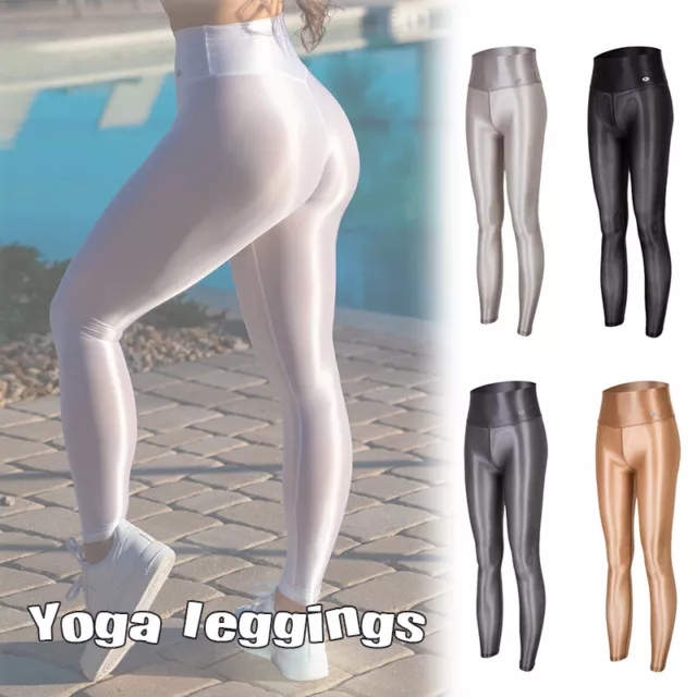 LEOHEX WETLOOK GAMASCHEN Opaque Yoga Legging High Gloss Spandex Strumpfhose  Pant £18.25 - PicClick UK