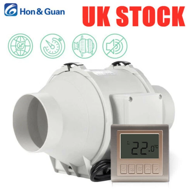 HON&GUAN COMMERCIAL TIMER In-Duct Exhaust Fan Bathroom Extractor Fan ...
