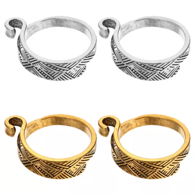 4 Pcs Braided Ring Alloy Household Knitting Thimble Crochet