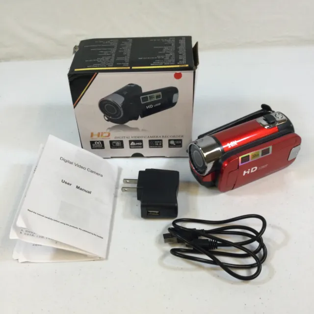 Red Black Full HD 1080p 16x Digital Zoom 2.4 in LCD Video Camera Camcorder
