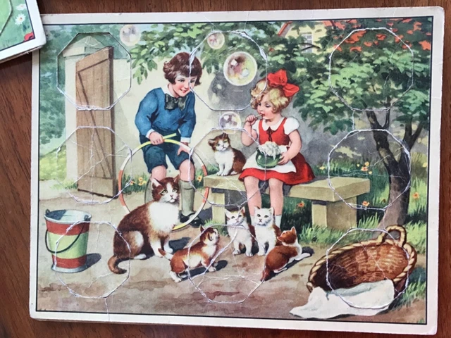 Antikes Legespiel,Puzzle aus Pappe, sehr alt,