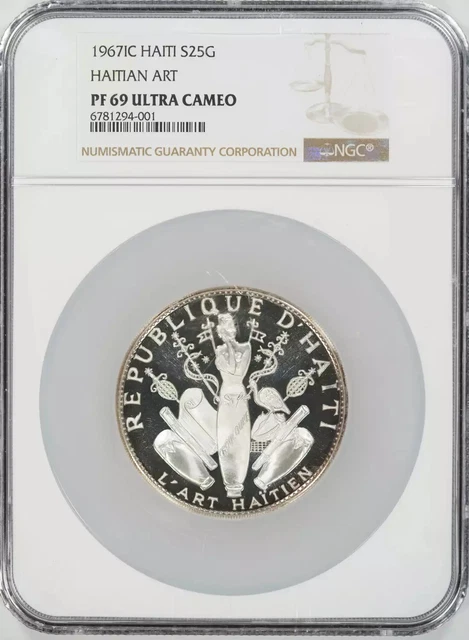 1967 Ic Proof Haiti Silver Gourdes S25G Haitian Art Ngc Pf 69 Ultra Cameo (001)