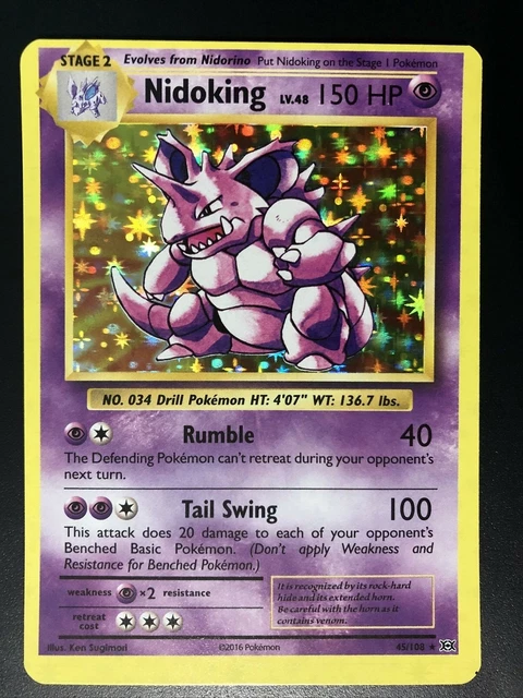 POKEMON EVOLUTIONS NIDOKING Rare Holo - Error- Miscut