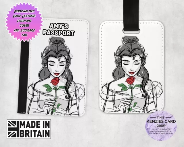 Personalised Disney Passport Cover & Luggage Tag - Disney Princess Belle V4
