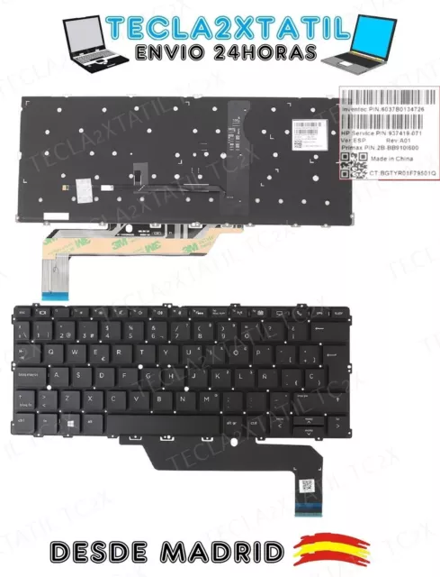 TECLADO ESPAÑOL HP Elitebook X360 1030 G2 918018-001 RETROILUMINADO SIN MARCO