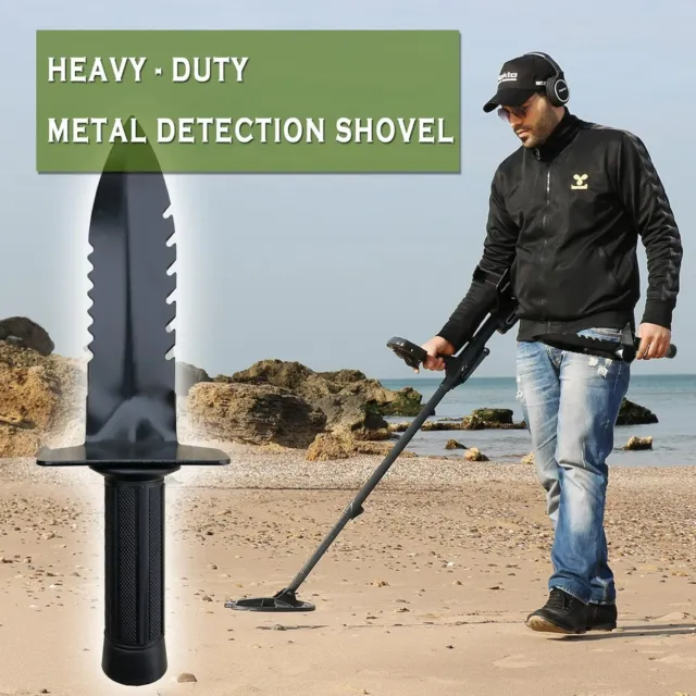 Metal Detecting Shovel Heavy-Duty Garden Multi Trowel Black Spade Digger Tool