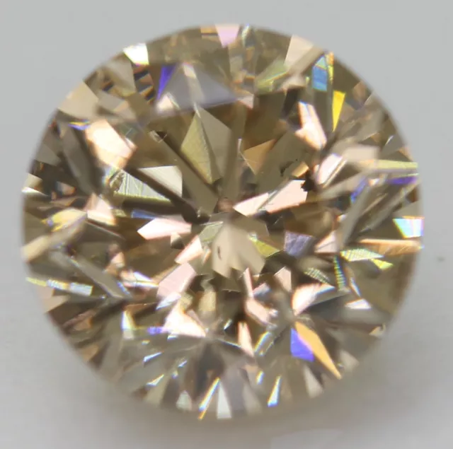 Cert 1.15 Carat Yellow Brown VVS2 Round Brilliant Natural Enhanced Diamond 6.48m