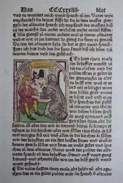 Inkunabel Blatt Hieronymus Altväter Leben Vitas Patrum Sorg Altkoloriert 1482 3