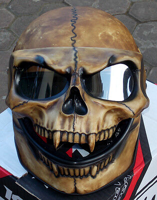 Motorcycle Helmet Skull Monster Death Visor Flip Up Shield Ghost Rider Full Face