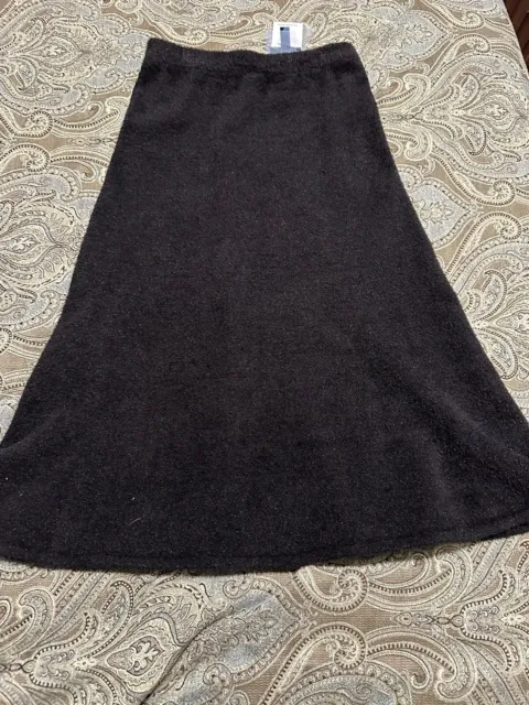 T by Alexander Wang A Line Midi Length Skirt Black Stretchy Knit Womens Medium