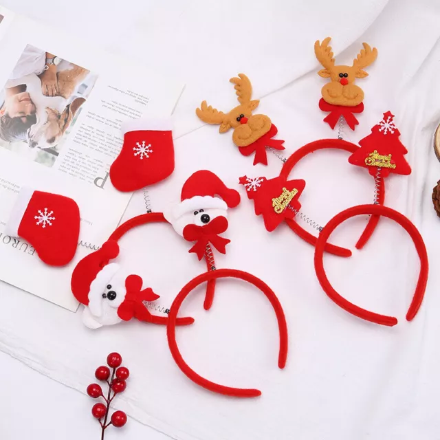 1PC Santa Claus Christmas Tree Snowman Elk Hair Hoop Hairpin Headwear Kids G-JH
