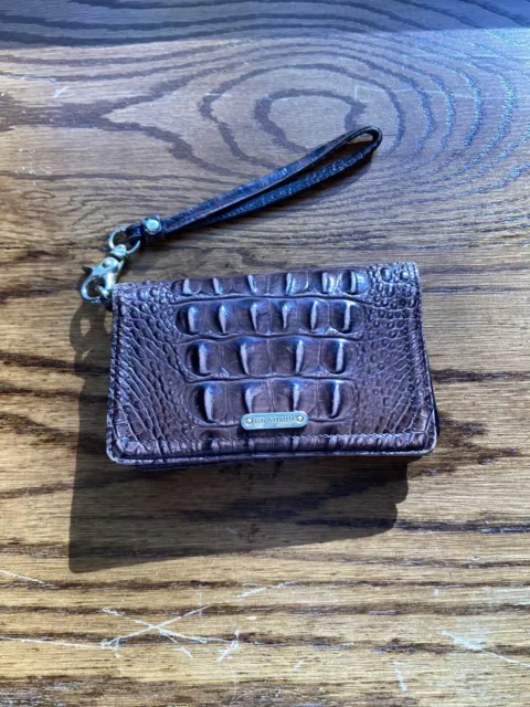 Brahmin Debi Brown Croc Embossed Wallet Bi-Fold Wristlet Wallet