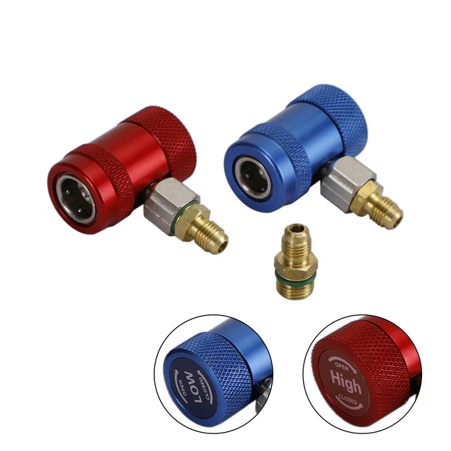 A/C R134A Adaptateur De Coupleur Rapide Connecteur 1/4" Sae Hvac High&Low Side