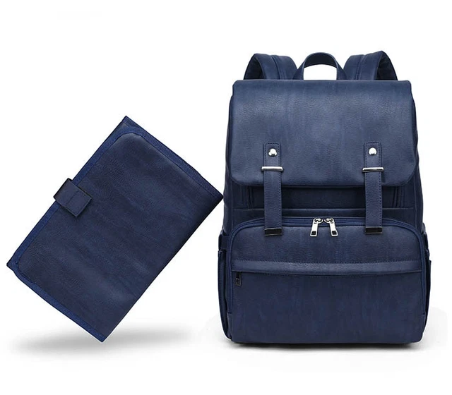PU Lether Baby Diaper Bag Mummy Maternity Nappy Backpack W/Changing Pad +2 Hook