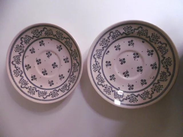 2 Soucoupes Faïence Johnson Brothers Laura Ashley Petite fleur bleue Vintage