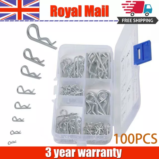 100X R Clips Spring Lynch Hitch Cotter Hair Pin Assortment Steel Tractor Set