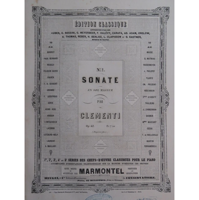 CLEMENTI MUZIO SONATINE Op 42 Sol Major Piano ca1860 $76.29 - PicClick AU