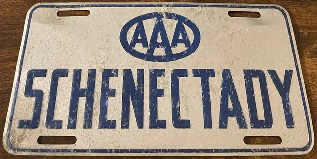 AAA Schenectady Booster License Plate New York American Automobile Association