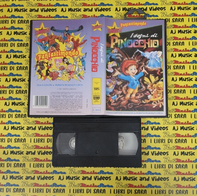 VHS FILM I SOGNI DI PINOCCHIO 1989 ANIMAZIONE STARDUST FANTASTIMONDO