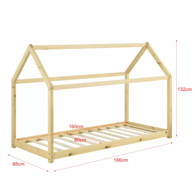 Cuna con colchón 80x160cm Casa Madera Naturaleza Cama Cama Casa Infantil Cuna 3