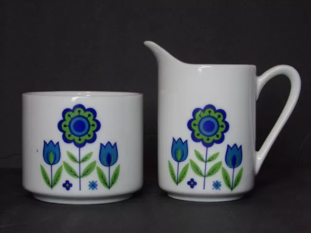 VTG. 1960's  Flower Power  Miniature  Cream & Sugar Set   As Is   Made In Japan