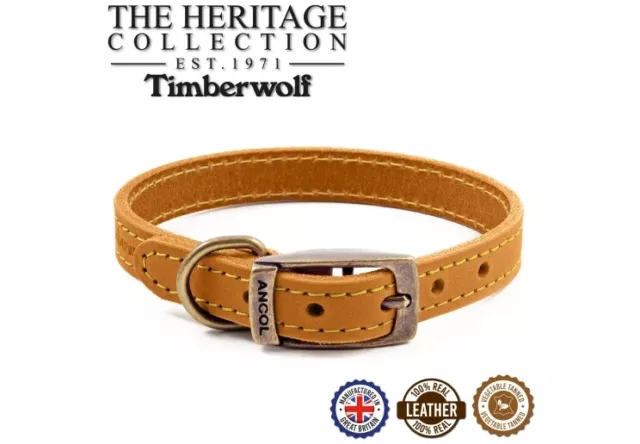 Ancol Leather Timberwolf Mustard Dog/Puppy Collar