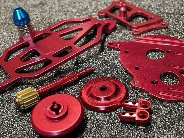 Losi Mini T Mini-T Red Aluminum Hop-up’s motor plate Rx tray Body Posts slipper