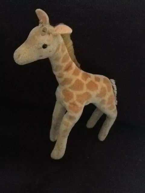 Deko altes Spielzeug Sammler Steiff Giraffe Samt Holzwolle 17 cm