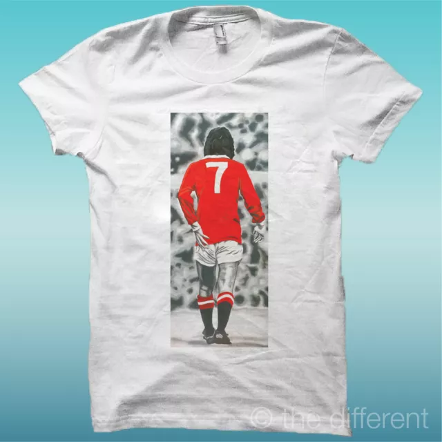 T-Shirt " George Best 7  " Bianco The Happiness Is Have My T-Shirt New